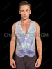 Men’s Cabaret Crystal Sequin Vest with Ombre Blue Accent