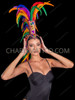Rainbow Mohawk Carnival Feather Headdress with Jewel-Encrusted Frame