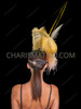 Vintage Glamour Champagne Feather Flapper Headband with Crystal Draping