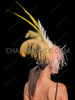 Vintage Glamour Champagne Feather Flapper Headband with Crystal Draping