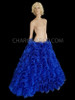Blue Organza Shimmery Floor Length Circular Ruffle Skirt