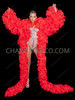 Dramatic Red Ruffled Organza Jacket with Cascading Ruffle Boa 