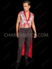 Red Phoenix Embroidered Sequin Long Tail Men Vest 
