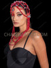 Red Beaded Swirl Showgirl Headpiece with Cascading Strands