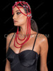 Red Beaded Swirl Showgirl Headpiece with Cascading Strands