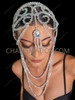 Iridescent Beaded Swirl Showgirl Headpiece with Cascading Strands