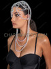 Iridescent Beaded Swirl Showgirl Headpiece with Cascading Strands