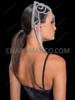 Iridescent Beaded Swirl Showgirl Headpiece with Cascading Strands