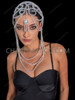 Iridescent Beaded Swirl Showgirl Headpiece with Cascading Strands