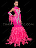 Neon Pink Fantasy Drag Queen Mermaid Gown with Tassel Sleeves