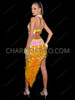 Yellow Salsa Dance Paillette Bra Top & Asymmetrical Sequin Skirt