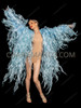 Blue Ruffled Organza Drag Show Time Jacket with Flowing Fringe