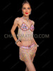 Pastel Rainbow Sequin Bra and Fringe Skirt Samba Set 