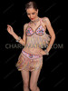 Pastel Rainbow Sequin Bra and Fringe Skirt Samba Set 