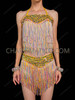 Pastel Rainbow Latin Dance Fringe Top and skirt 