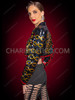 Black Multicolor Sequin Zigzag Cropped Matador-Style Performance Jacket