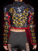 Black Multicolor Sequin Zigzag Cropped Matador-Style Performance Jacket