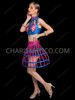 Futuristic Blue and Pink Glitter Cage Bra with Matching Hoop Skirt Set