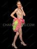 Neon Green Pink Open-Front Burlesque Bustle Skirt