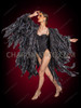 Black Ruffled Organza Drag Show Time Jacket with Flowing Fringe