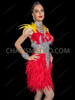 Red Phoenix Flame Feather Showgirl Bra and Skirt