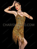 Samba Leopard Sparkle Beaded Fringe Dance Dress
