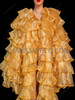 Golden Mirage Layered Ruffle Fantasy Drag Queen Show Coat