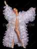 Celestial Stardust Ruffle Organza Drag Show Coat with Sequin Trim