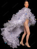 Celestial Stardust Ruffle Organza Drag Show Coat with Sequin Trim