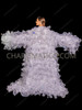 Celestial Stardust Ruffle Organza Drag Show Coat with Sequin Trim