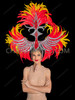 Red and Yellow Phoenix Flame Feather Wing Headdress