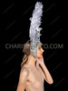 Silver Rhinestone Fantasy Headdress with White Organza Leaf Plumes