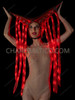 Electric Red LED Horn Headdress with Flowing Light Strands
