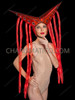 Electric Red LED Horn Headdress with Flowing Light Strands