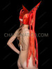 Electric Red LED Horn Headdress with Flowing Light Strands