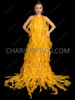Drag Queen Flowing Gown with Cascading Organza Tassels