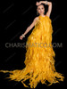 Drag Queen Flowing Gown with Cascading Organza Tassels