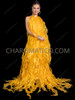 Drag Queen Flowing Gown with Cascading Organza Tassels