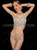 Crystal Champagne Showgirl Bra and Beaded Panties Set