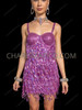 Disco Pink Sparkle Sequin Fringe Dance Dress