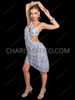Silver One-Shoulder Floral Appliqué Sequin Fringe Latin Dance Dress
