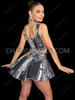Futuristic Silver Vinyl Warrior Top and Skirt Set 