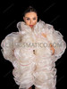 Ivory Pearl Iridescent Organza Ruffle Boa with Sequin Trim