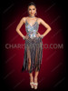 Iridescent Sequin Bodysuit with Dramatic Long Fringe Skirt