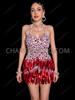 Stage-Ready Red Teardrop Sequin Fringe Cabaret Dress