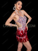 Stage-Ready Red Teardrop Sequin Fringe Cabaret Dress