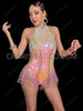 Sparkling Dancer’s Illusion Cutouts Leotard with Pearl Tassels
