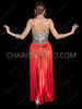 Blazing Iridescent sequin Bodysuit with Ultra-Long Red Fringe