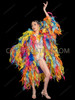 Rainbow Explosion Thigh-Length Organza Ruffle Drag Coat 
