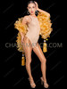 Golden Ruffled Organza Burlesque Boa with Fringe Tassel